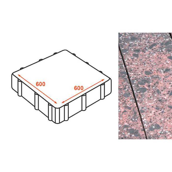 Плита тротуарная Готика Granite FINO, Дымовский 600x600x80 мм